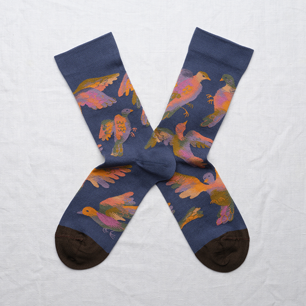 AW24 Herbier Oiseaux 牛仔圓領衫 | HB4-01