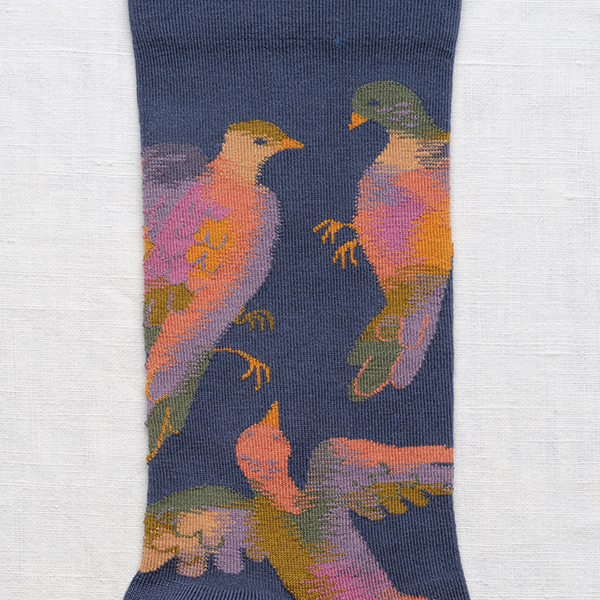 AW24 Herbier Oiseaux 牛仔圓領衫 | HB4-01
