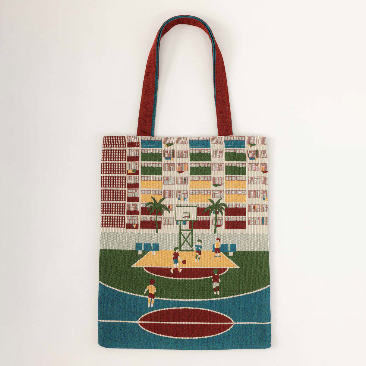 Rainbow Square Woven Jacquard Tote Bag