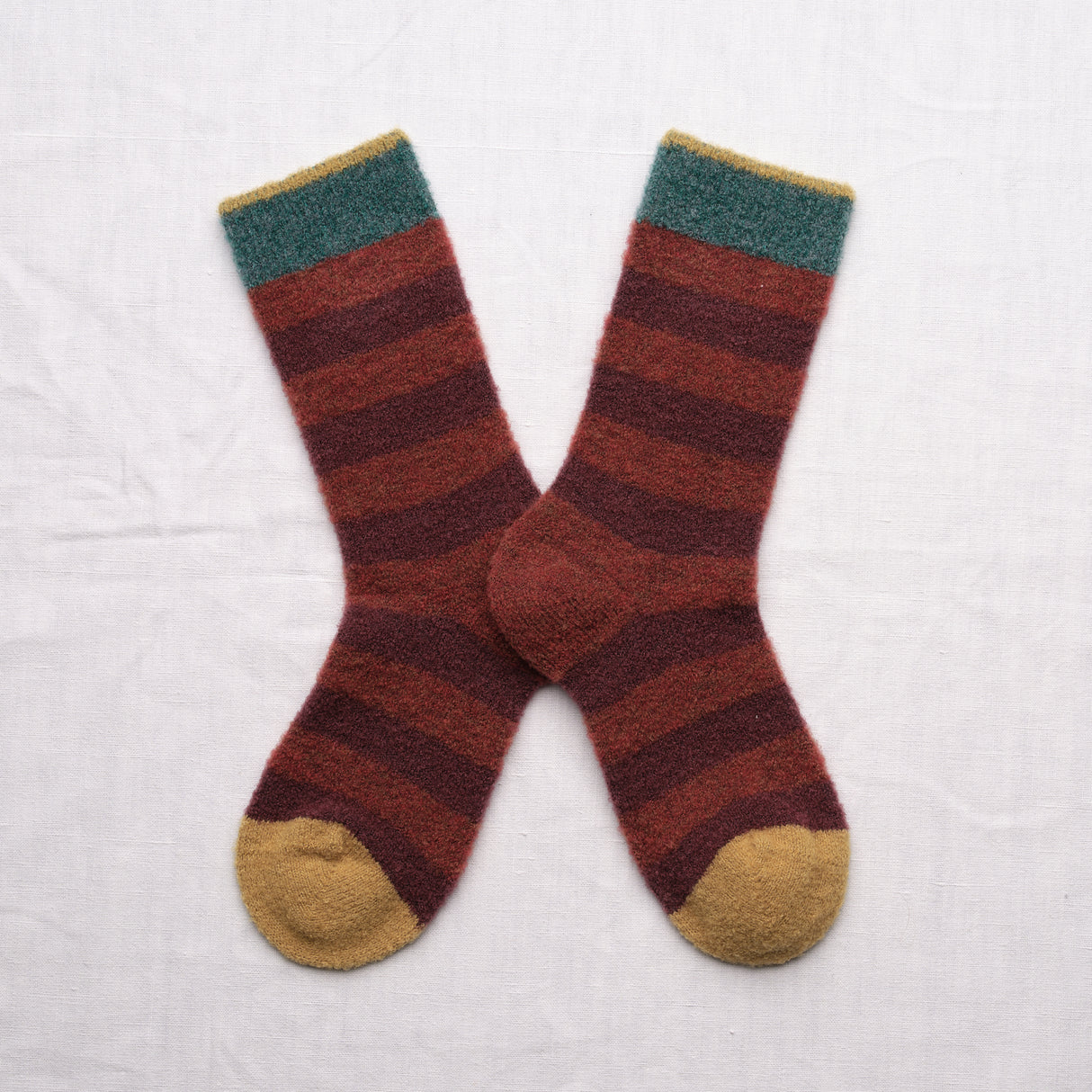 AW26 Wool Laine Bouclette Rayures Rouille Crew (Warm)| BCL2-04