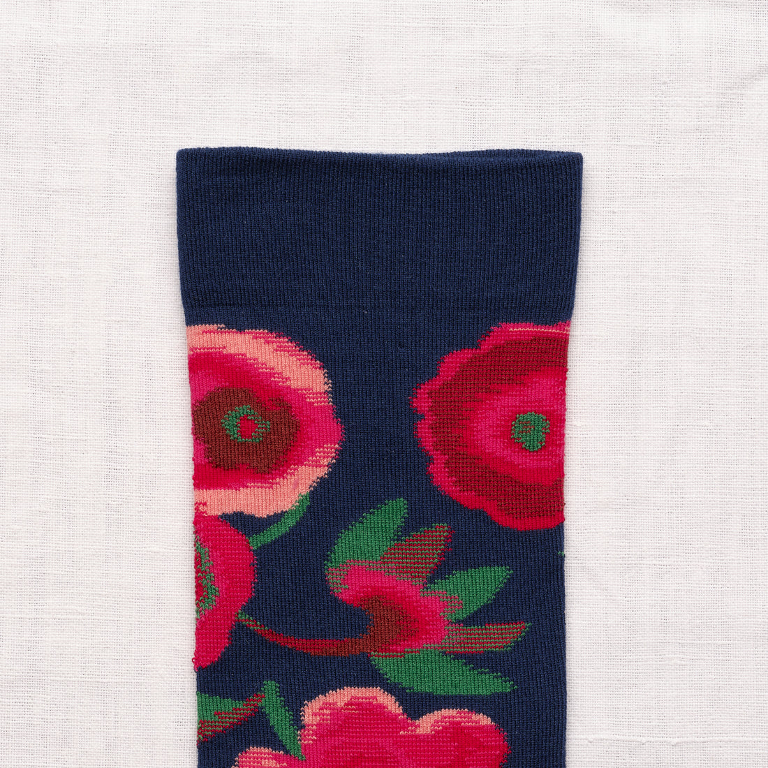 AW26 Conte Indien Fleurs Bleu-Fonce Crew | CO8-01