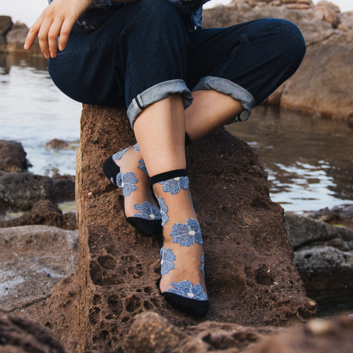 Murano Bleue Transparent Socks