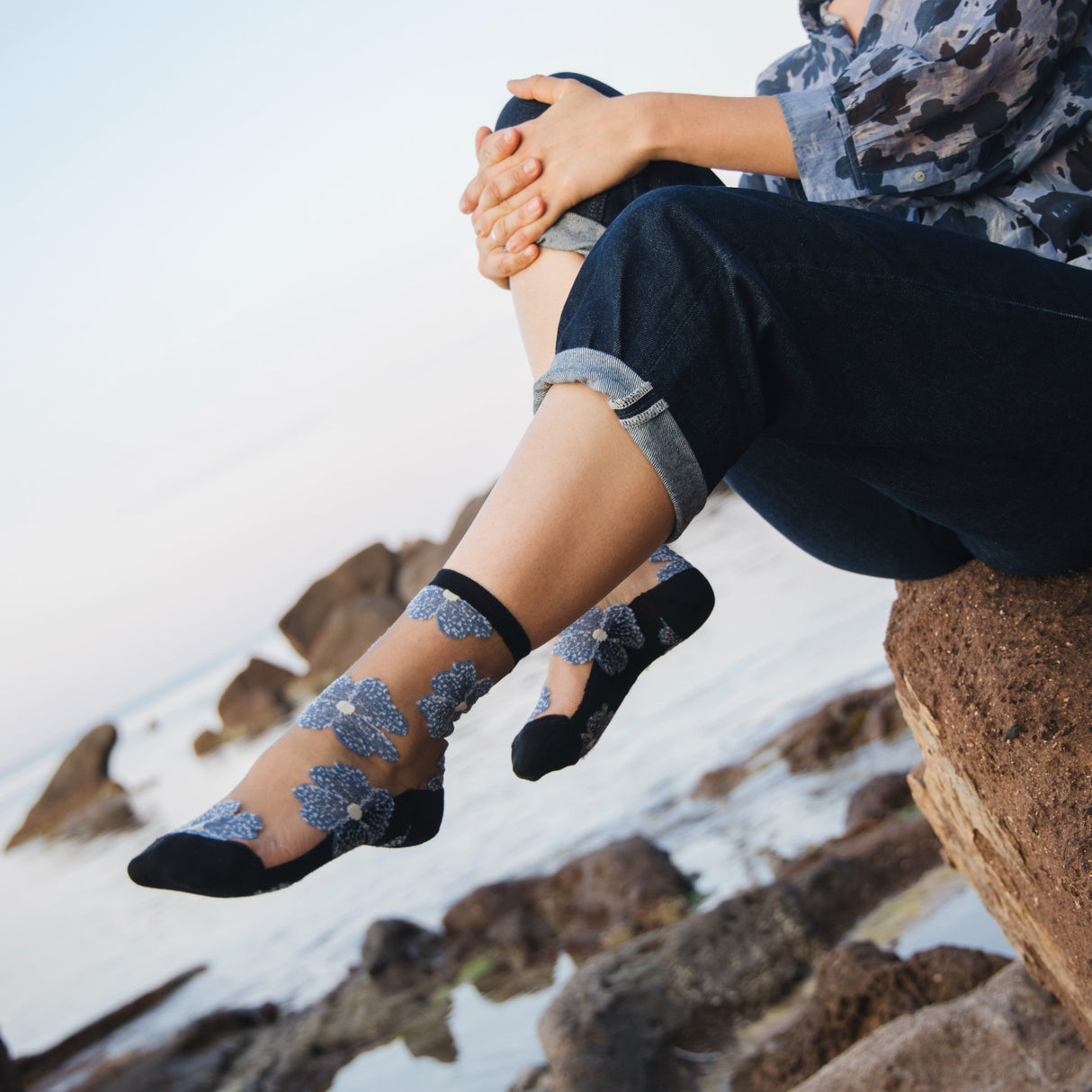 Murano Bleue Transparent Socks