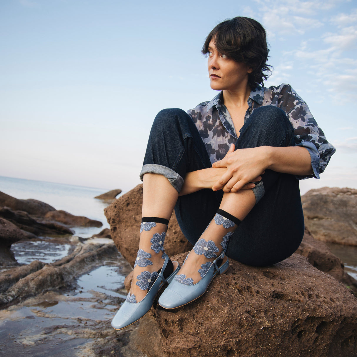 Murano Bleue Transparent Socks