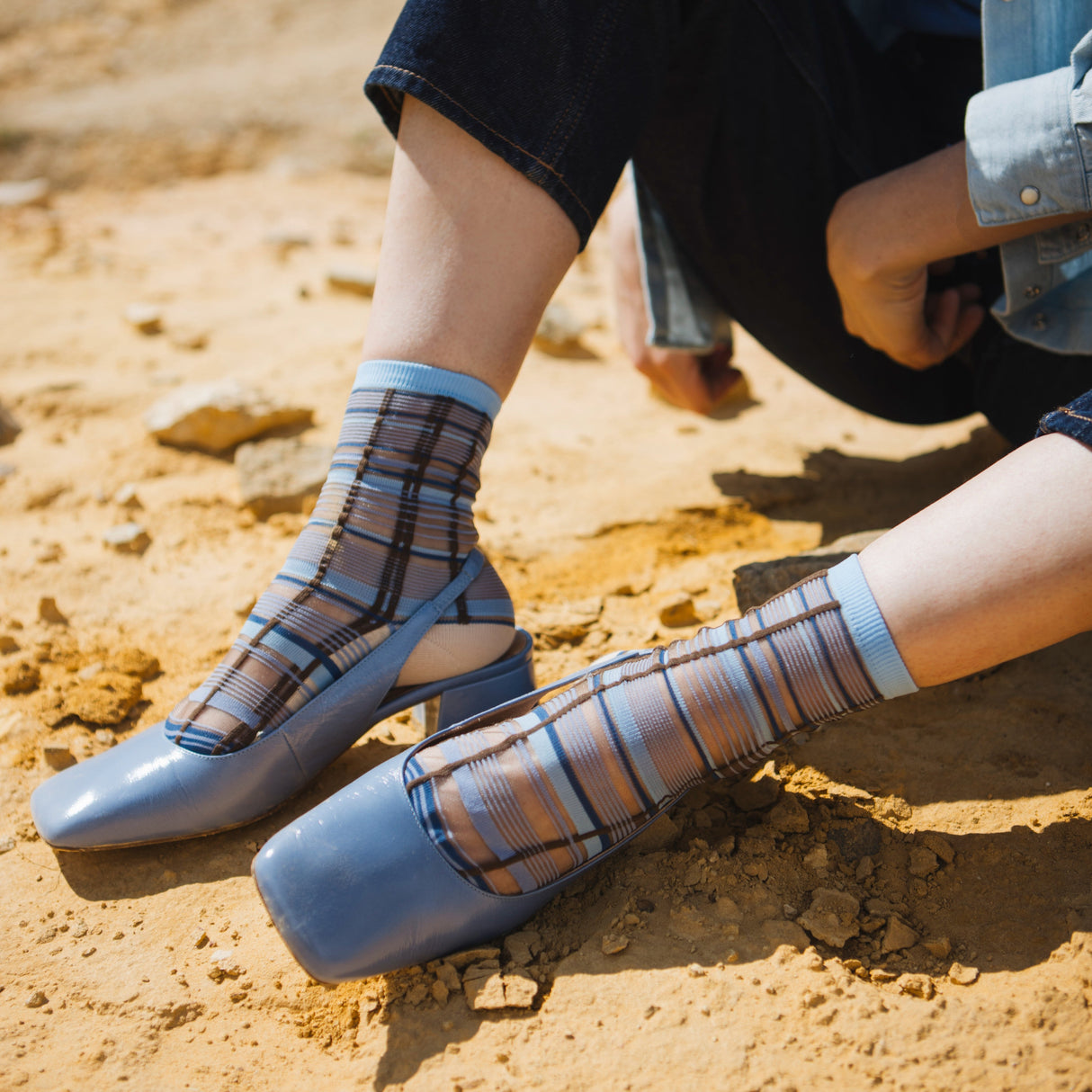 Nevada Roads Blue Transparent Socks