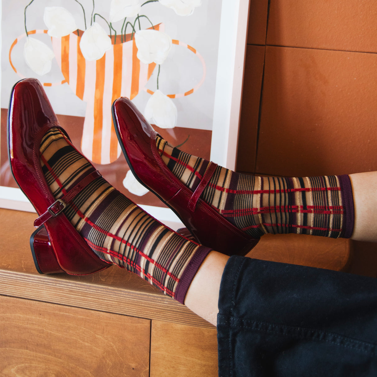 Nevada Roads Bordeaux Transparent Socks