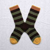 AW25 Wool Laine Bouclette Rayures Noir Vert (Warm) | BCL2-02