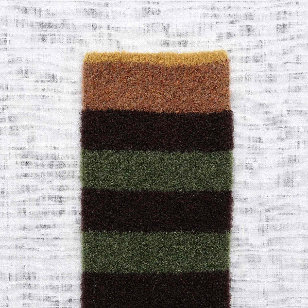 AW25 Wool Laine Bouclette Rayures Noir Vert (Warm) | BCL2-02