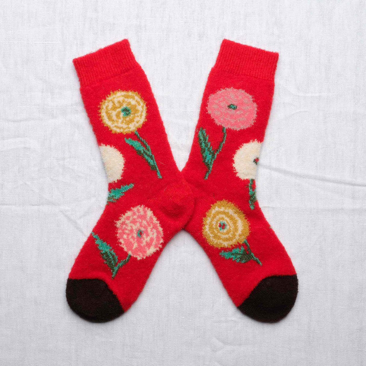 AW25 Wool Laine Bouclette Fleurs Rouge (Warm) | BCL3-01