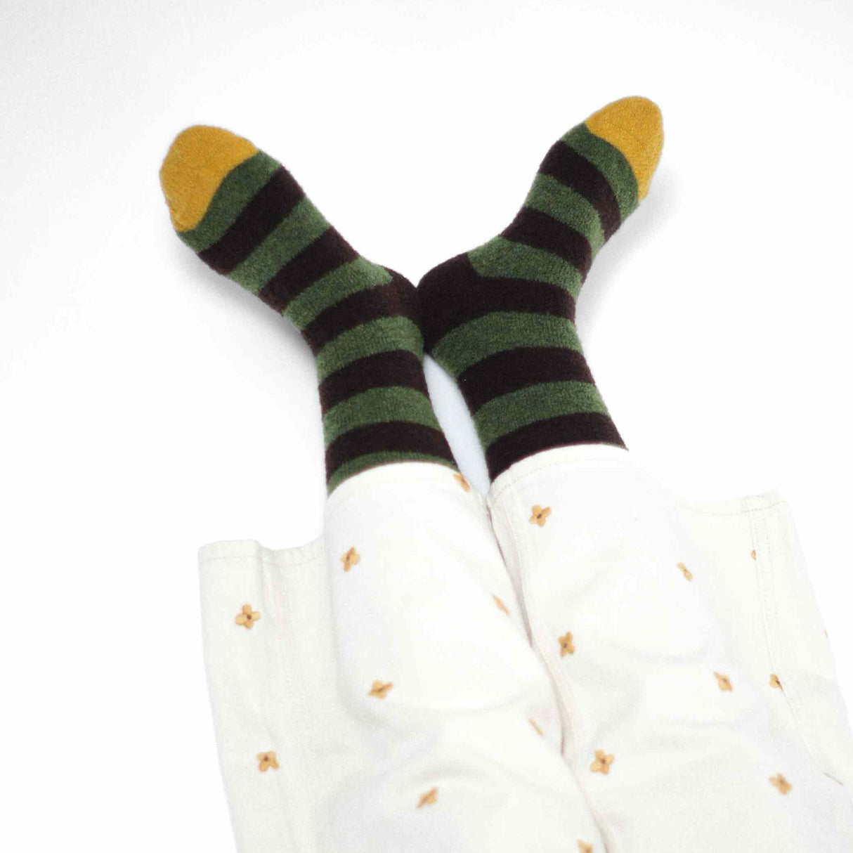 AW25 Wool Laine Bouclette Rayures Noir Vert (Warm) | BCL2-02