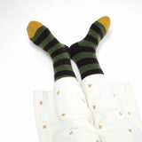 AW25 Wool Laine Bouclette Rayures Noir Vert (Warm) | BCL2-02