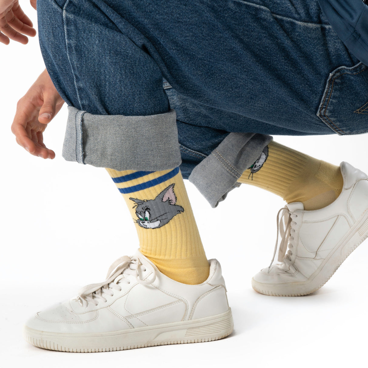 Athletic Tom And Jerry Heads Butter Yellow