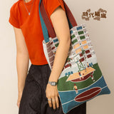 Rainbow Square Woven Jacquard Tote Bag