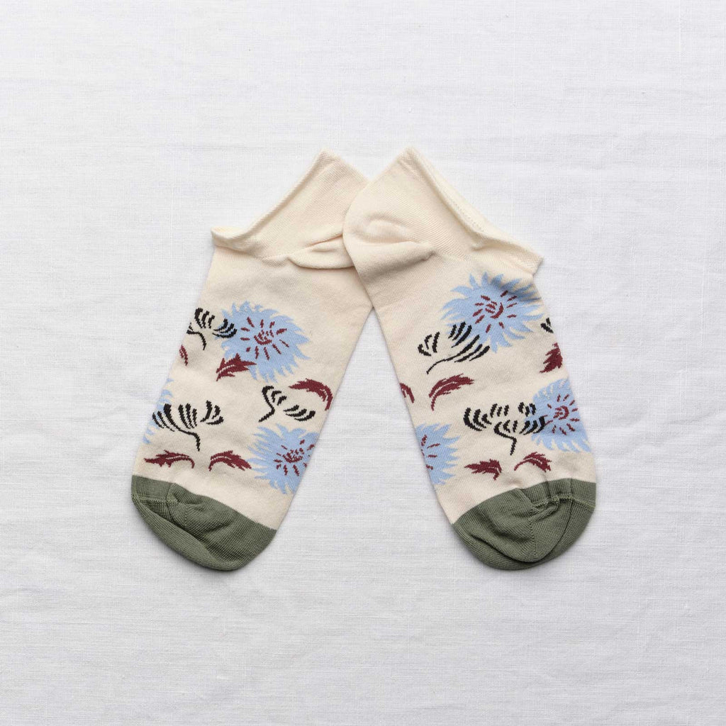 rennes — Bonne Maison  Ecru Floral Short Socks