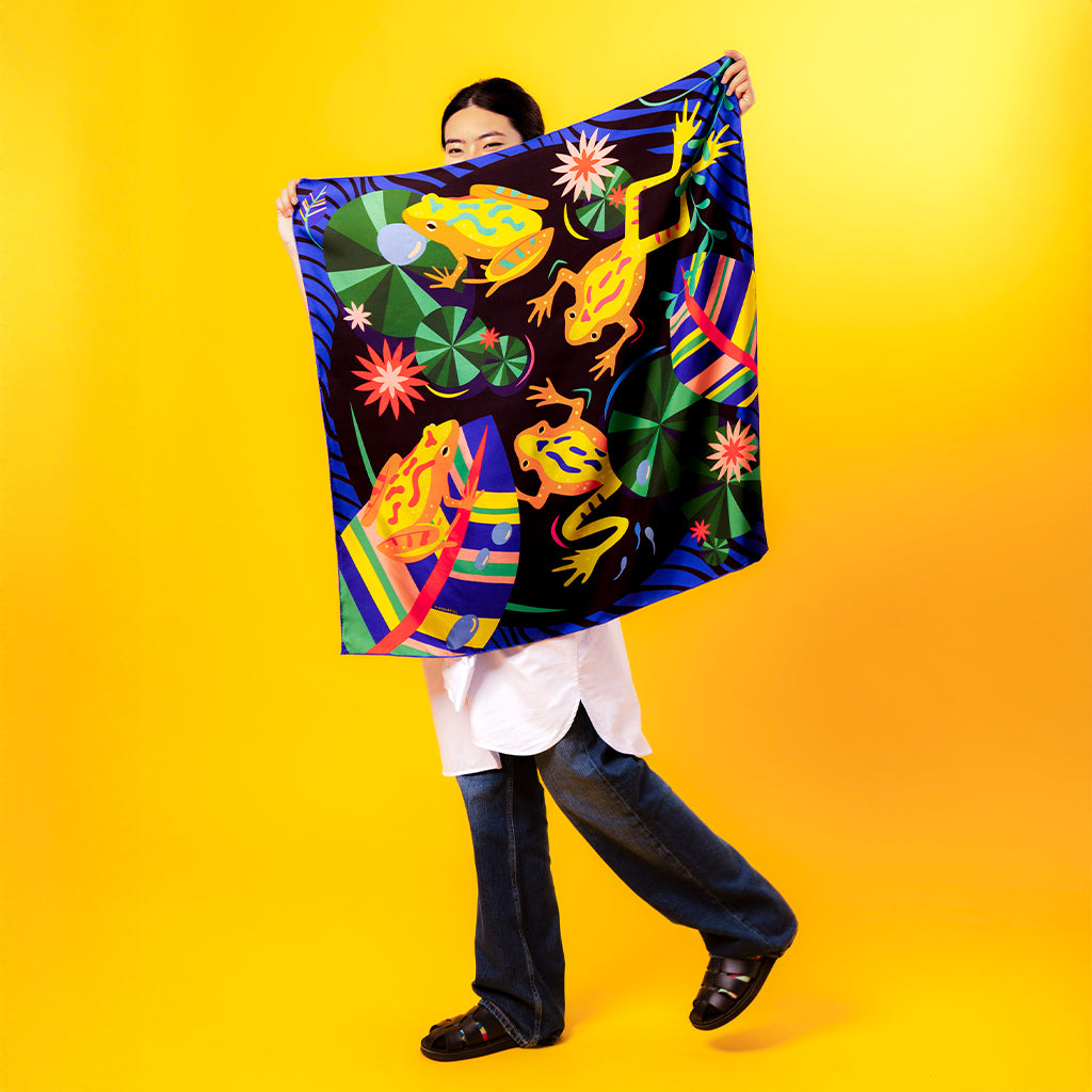 Romer's Tree Frog Mulberry Silk Scarf