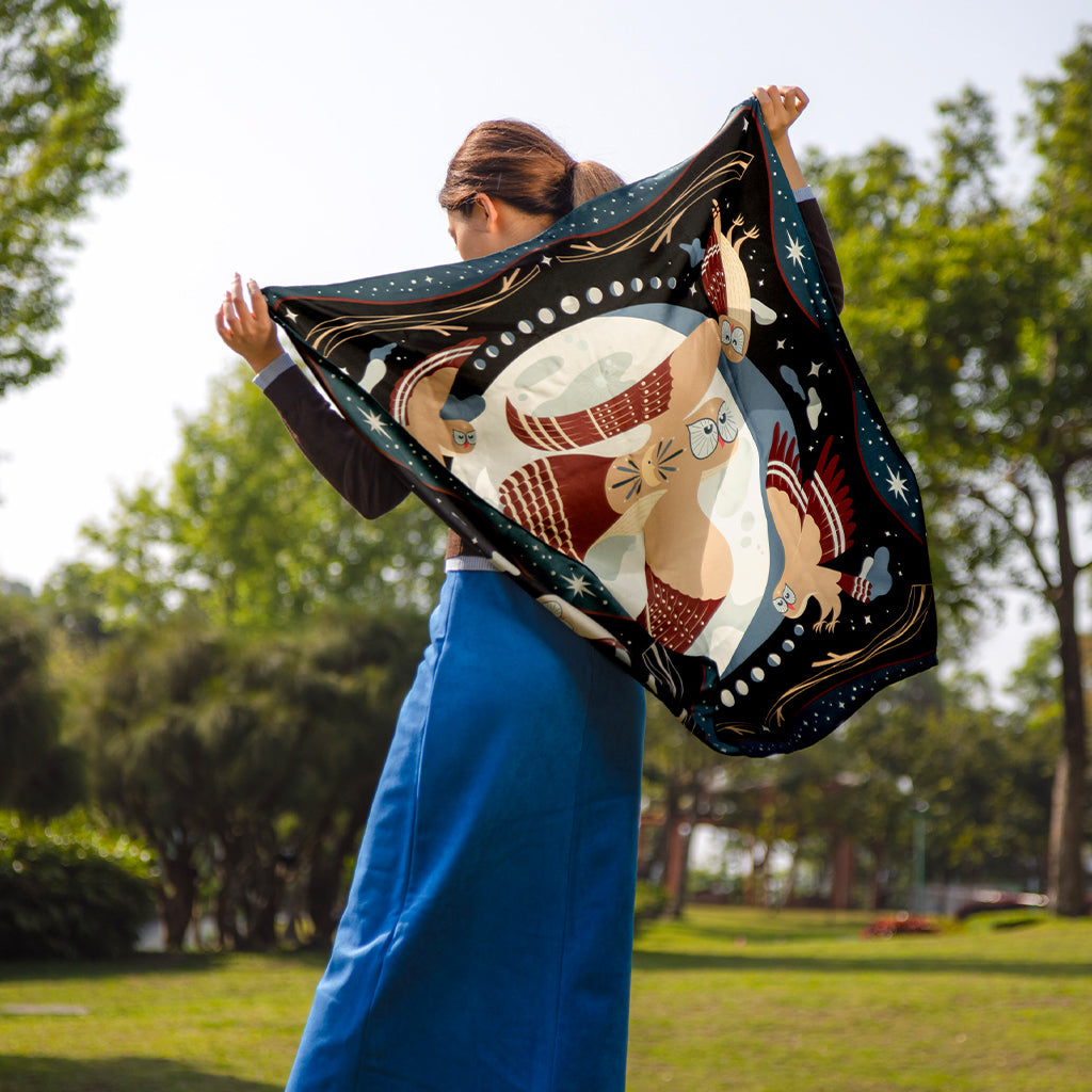 Laughing Owl Mulberry Silk Scarf