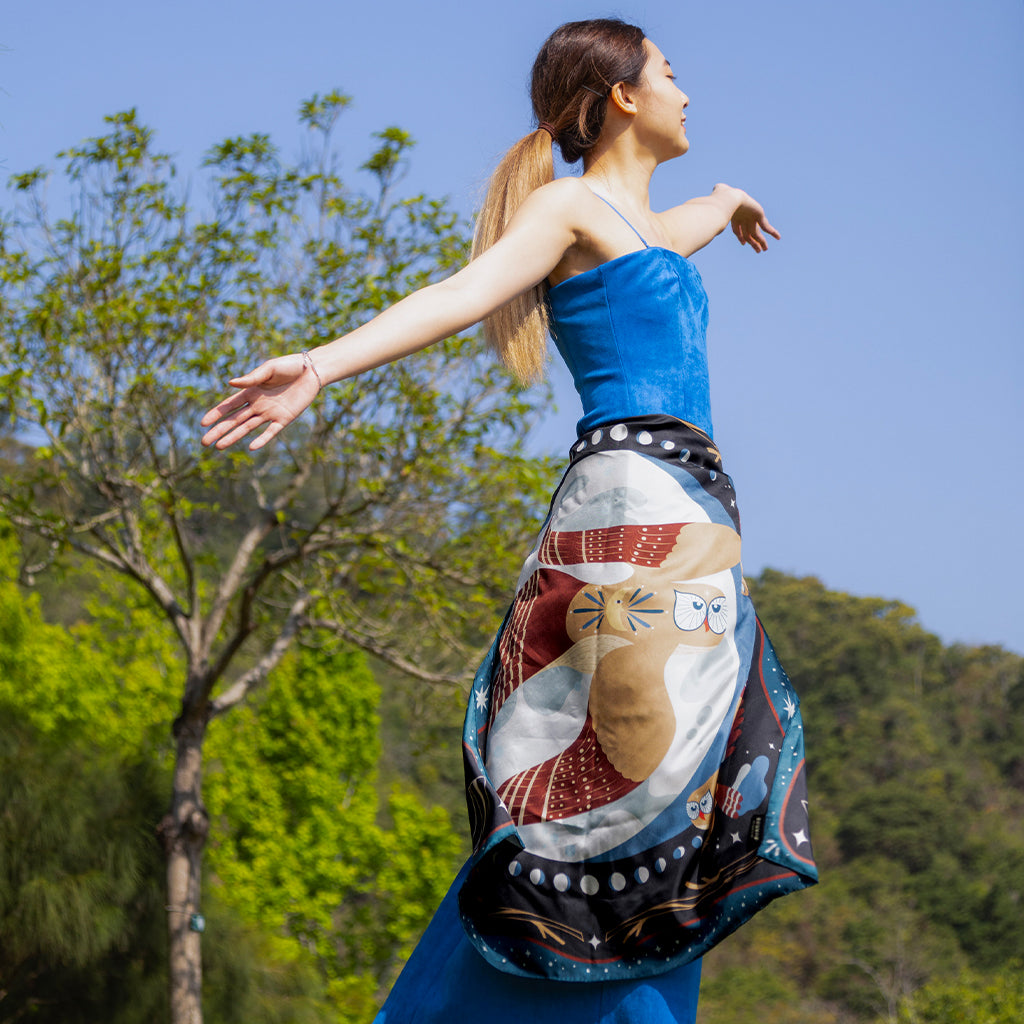 Laughing Owl Mulberry Silk Scarf