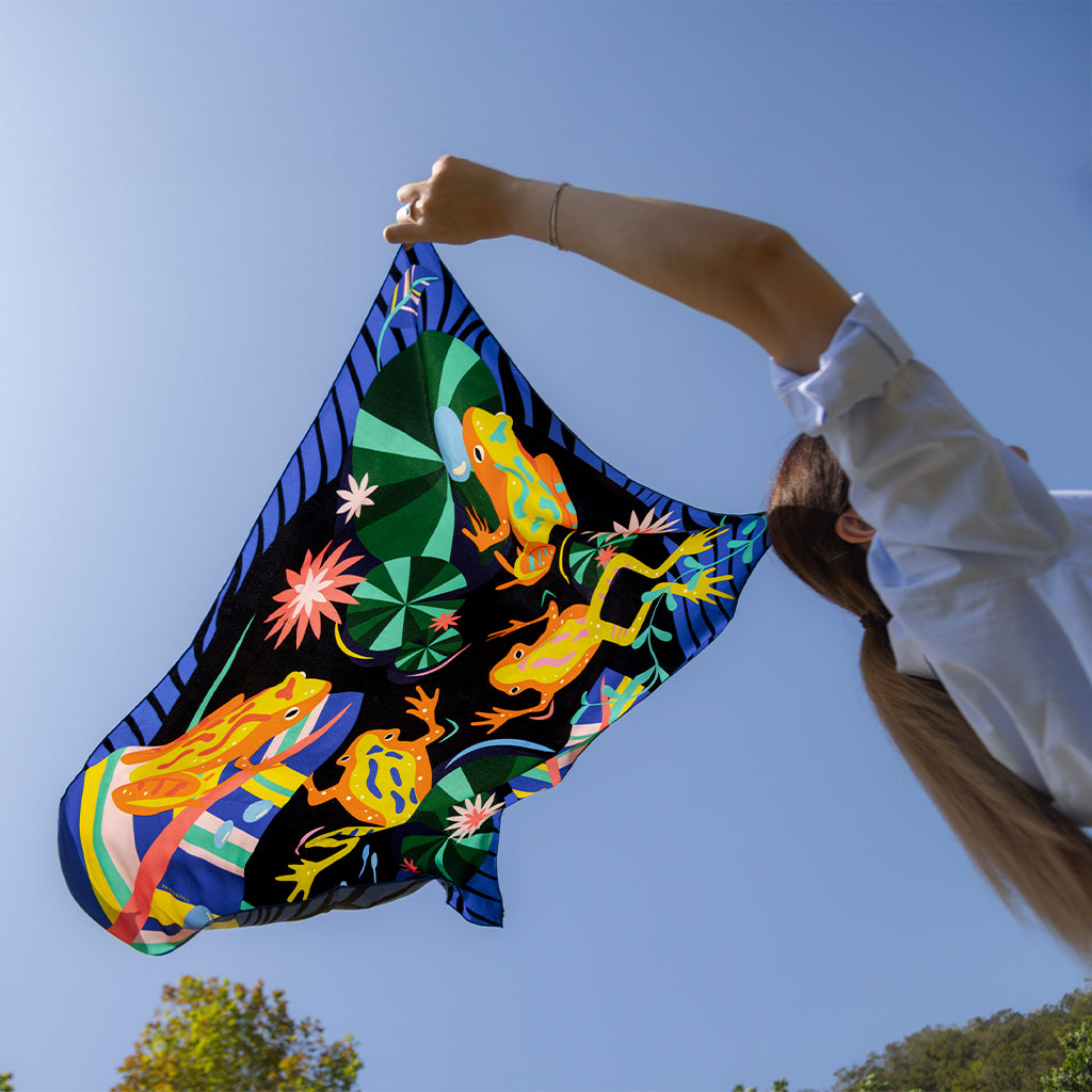 Romer's Tree Frog Mulberry Silk Scarf