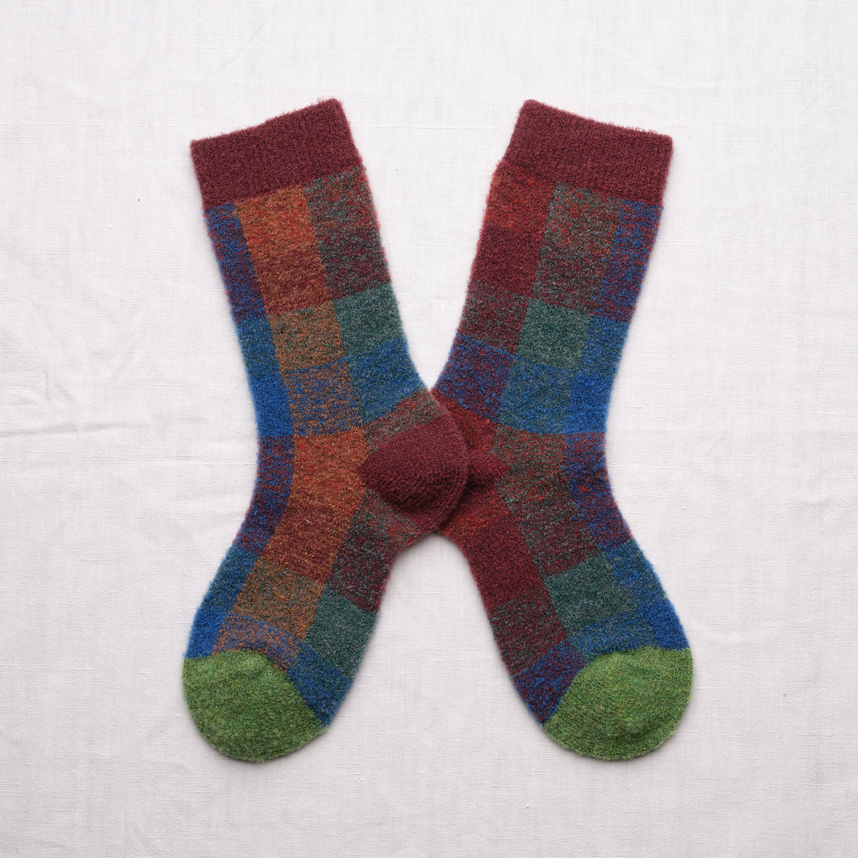 AW26 Wool Laine Bouclette Carreaux Multico Crew (Warm)| BCL6-01