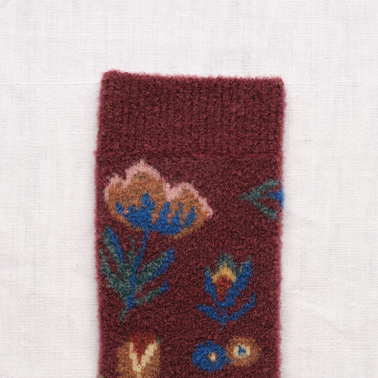 AW26 Wool Laine Bouclette Fleurs & Oiseaux Porto Crew (Warm) | BCL7-01