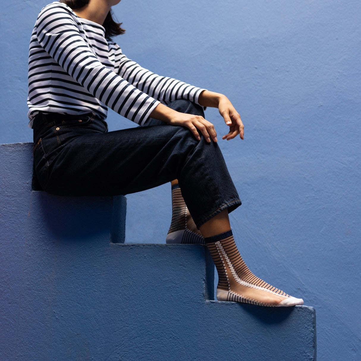 Boavista Blue Transparent Socks