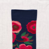 AW26 Conte Indien Fleurs Bleu-Fonce Crew | CO8-01