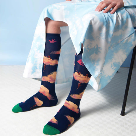 AW26 Conte Indien Nuages Bleu-Fonce Knee High | CO9-02