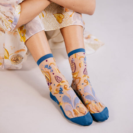 Floralia Bleue Transparent Socks
