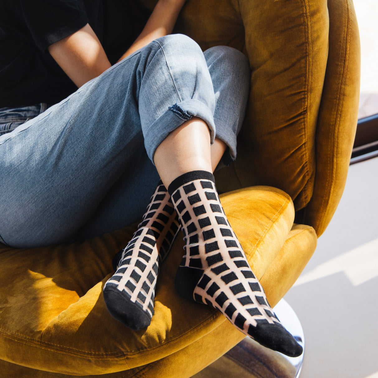 Ginza Black Transparent Socks