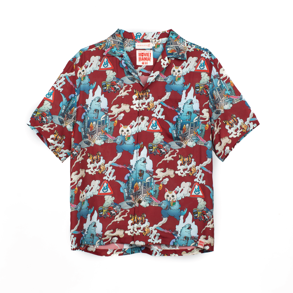 MOViE MANIA Kaiju In The City Hawaiian Aloha Shirt