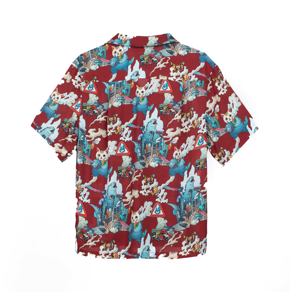 MOViE MANIA Kaiju In The City Hawaiian Aloha Shirt