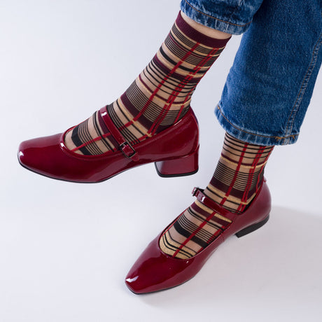 Nevada Roads Bordeaux Transparent Socks