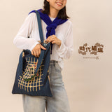 Bamboo Artistry Woven Jacquard Tote Bag