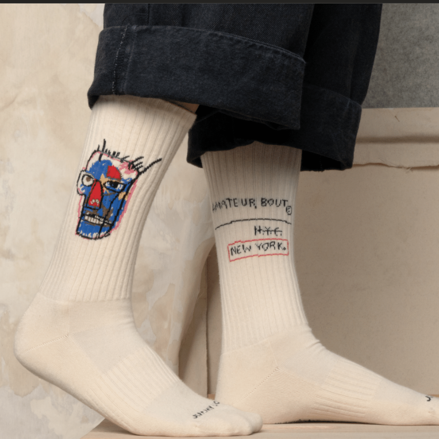 Jimmy Lion - Chaussettes Athletic Basquiat Heads 1982 - Taille EU 36-40 - Unisexe, Coton Biologique - 10