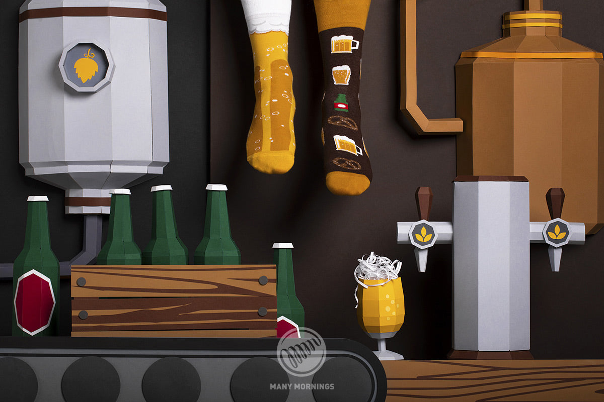 Pairpairfull - Many Mornings Craft Beer Mismatched socks available for Adults